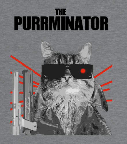 Supercat T shirt med tryck Purrminator grå S