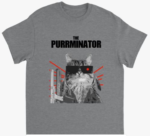 Supercat T shirt med tryck Purrminator grå S