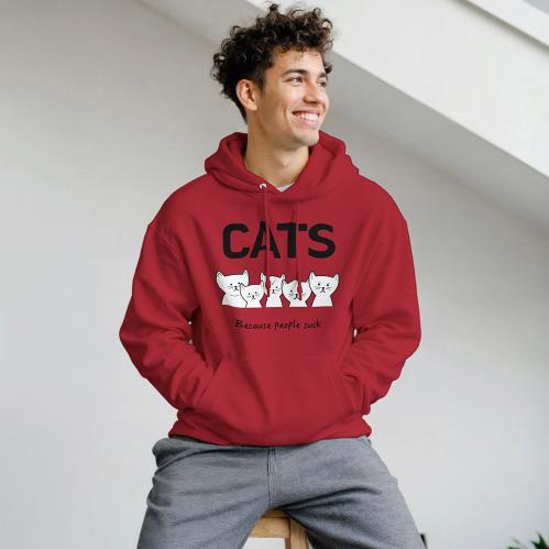 Supercat Hoodie med tryck, CATS röd M