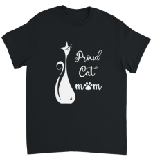 Supercat T shirt med tryck Proud Cat Mom Svart S