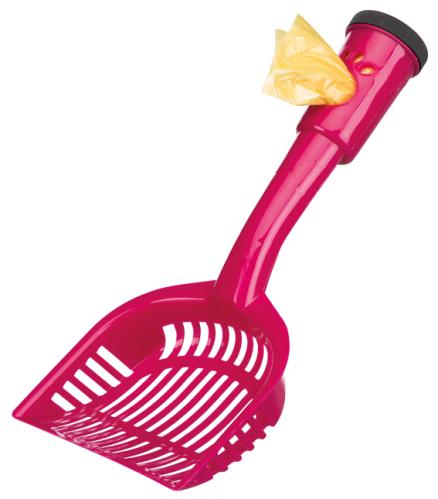 Spade med bajspåsar i skaftet