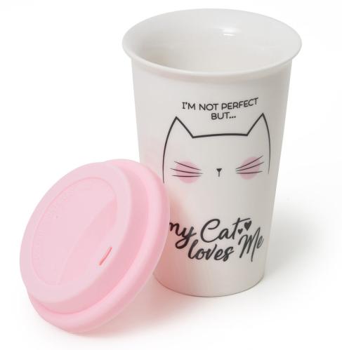 Take-away mugg med lock, MEOW