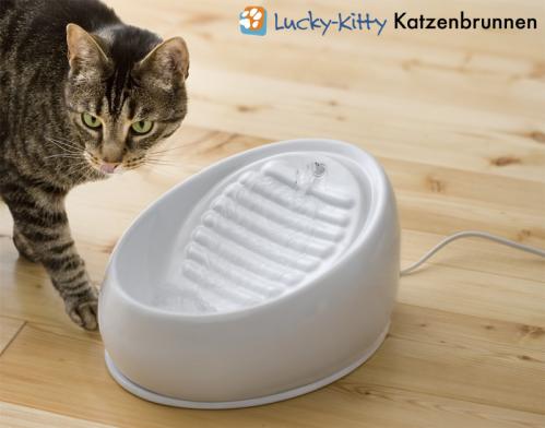 Lucky-Kitty keramik vattenfontän vit - rabatterat ex.