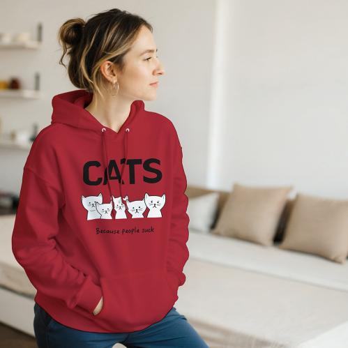 Supercat Hoodie med tryck, CATS röd S