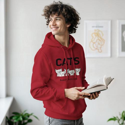 Supercat Hoodie med tryck, CATS röd S