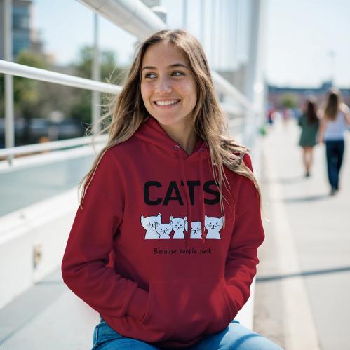 Supercat Hoodie med tryck, CATS röd S