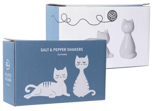 Salt och peppar vit katt