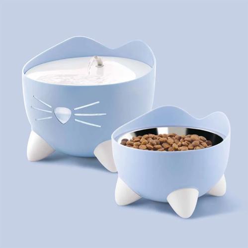 Catit Pixi Combo BLÅ - vattenfontän och matskål