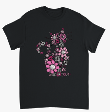Supercat T shirt med tryck Blommiga katten Svart S