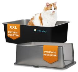 Kattlåda rostfritt stål med kant, matt svart