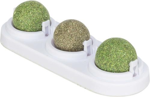 Kattmyntaboll med hållare, 3-pack bollar