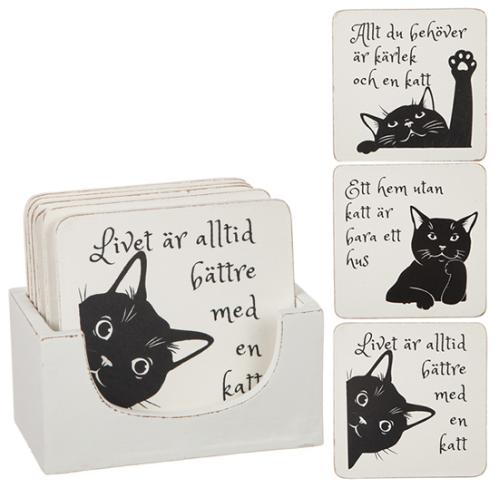 Glasunderlägg kattmotiv 4-pack