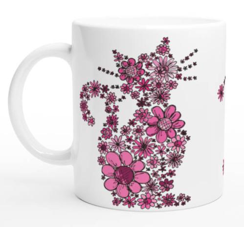 Mugg Blommiga Katten