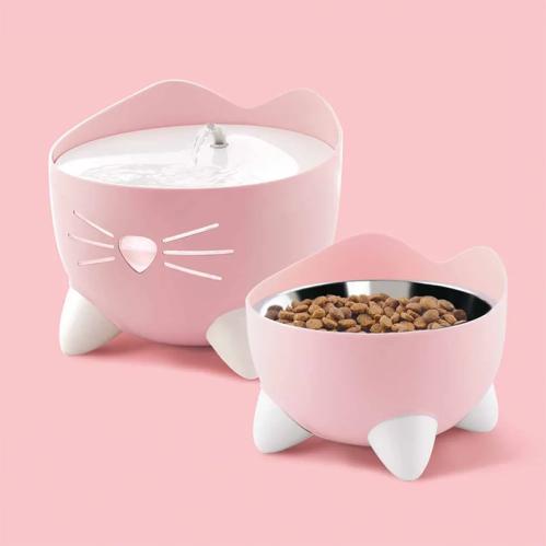 Catit Pixi Combo ROSA - vattenfontän och matskål