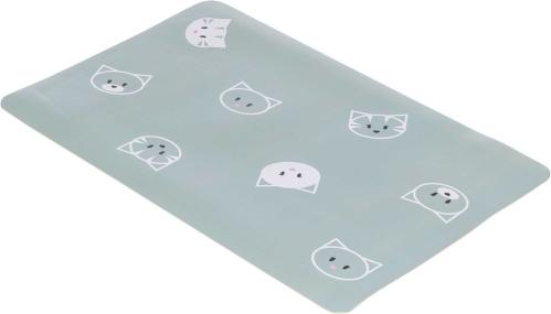 Underlägg till kattmatskål, grå med katt motiv