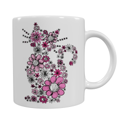 Mugg Blommiga Katten