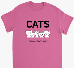 Supercat T shirt med tryck CATS Rosa