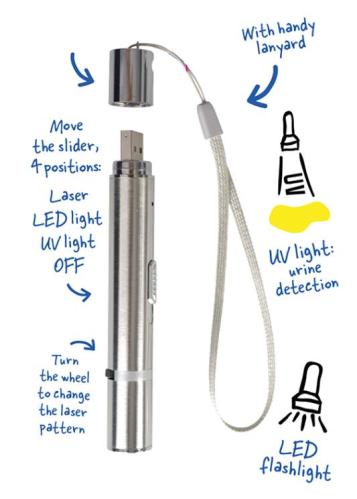 Laserpekare 7-i-1 med LED och UV