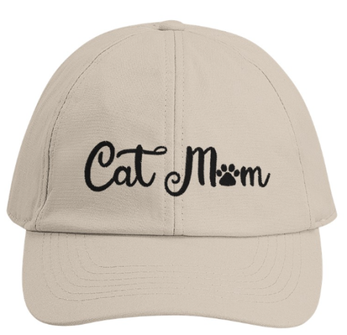 Beige keps med brodyr Cat mom