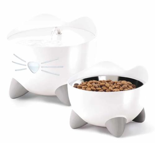 Catit Pixi Combo VIT - vattenfontän och matskål