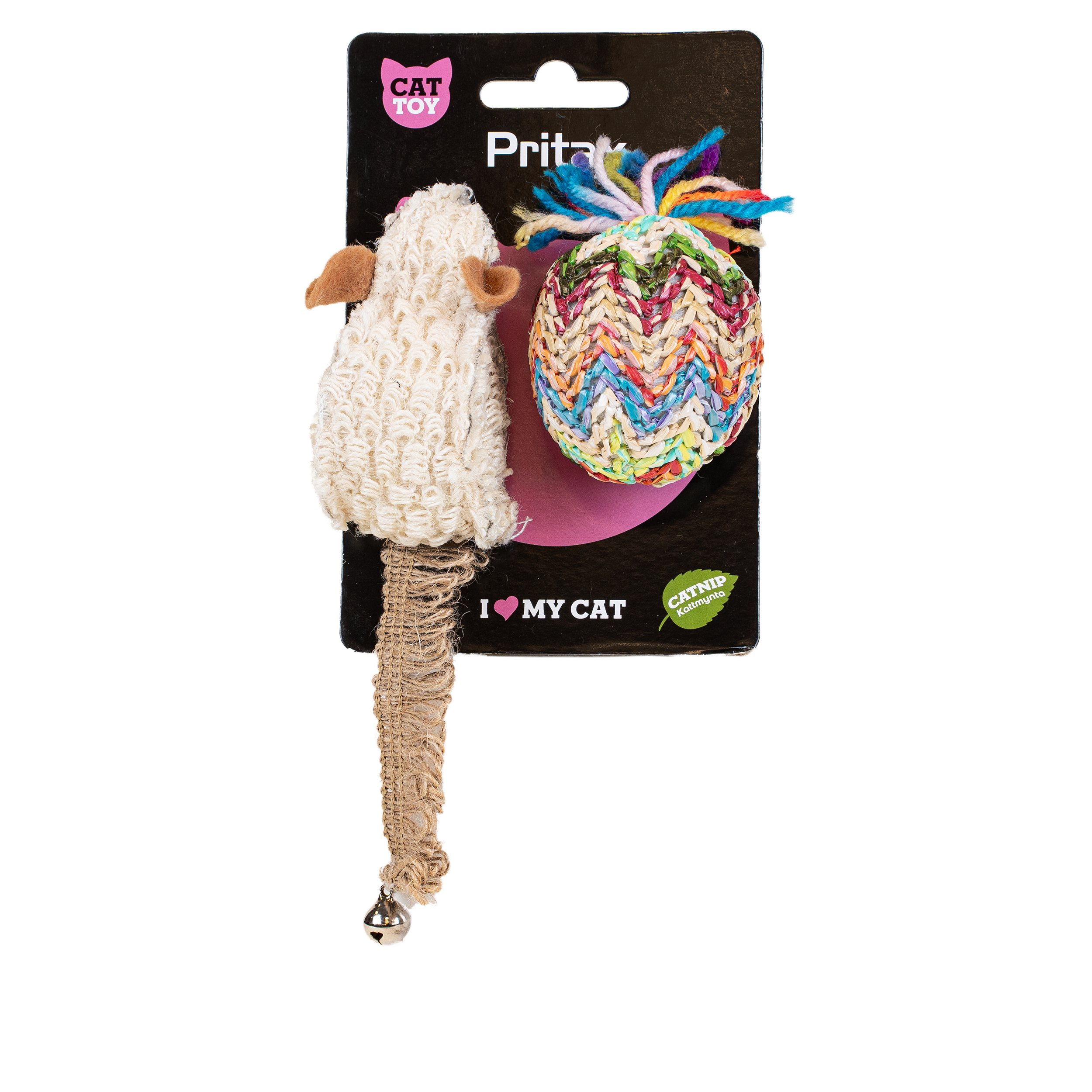 Kattleksak Natural 2-pack Råtta och Boll