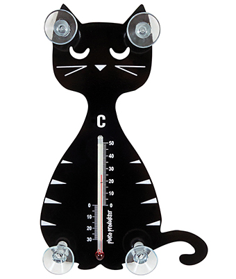 Termometer sittande kattmotiv svart