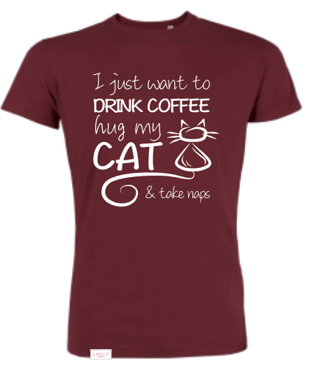 Supercat tshirt unisex Coffee Vinröd